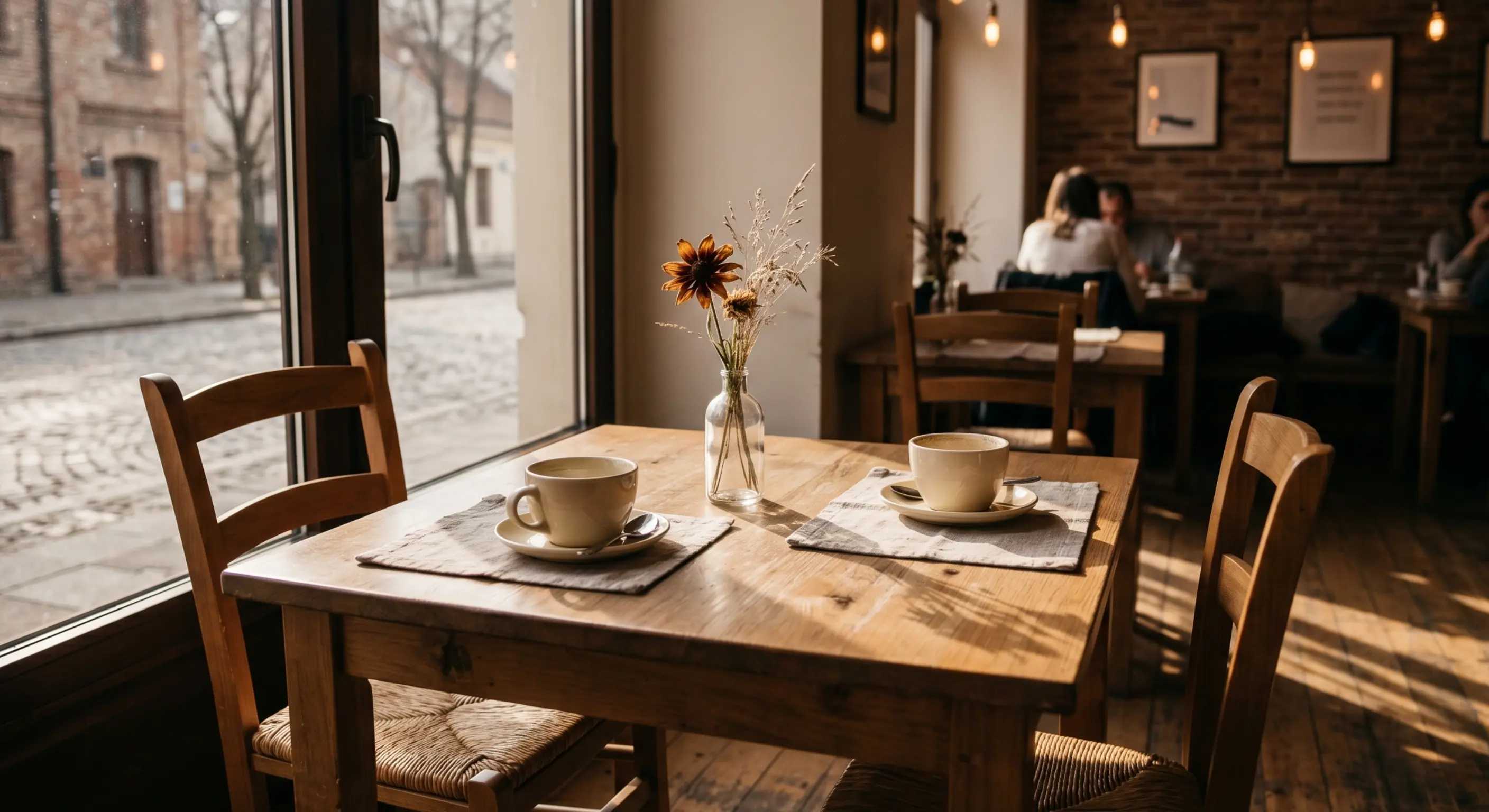 Empty café table left by a regular who no longer visits